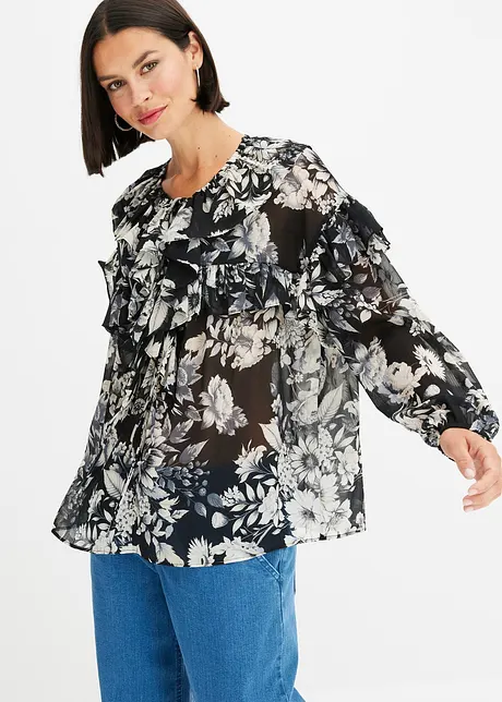 Blouse met volants, bonprix