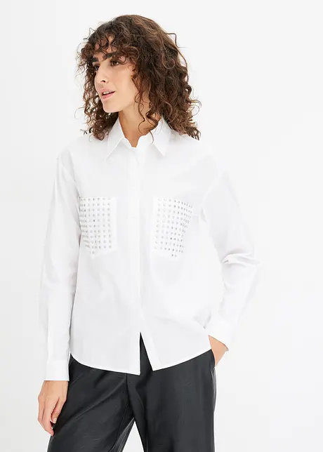 Blouse met studs en lange mouwen, bonprix