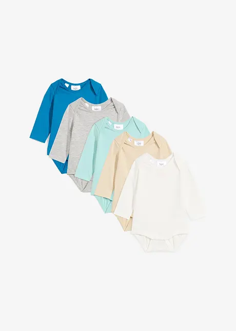 Baby rompertje van puur biologisch katoen, lange mouw (set van 5), bonprix