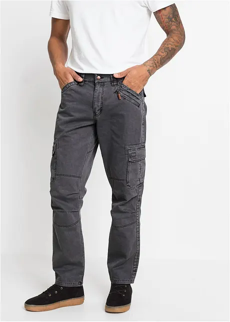 Loose fit cargo broek van puur katoen, straight, bonprix