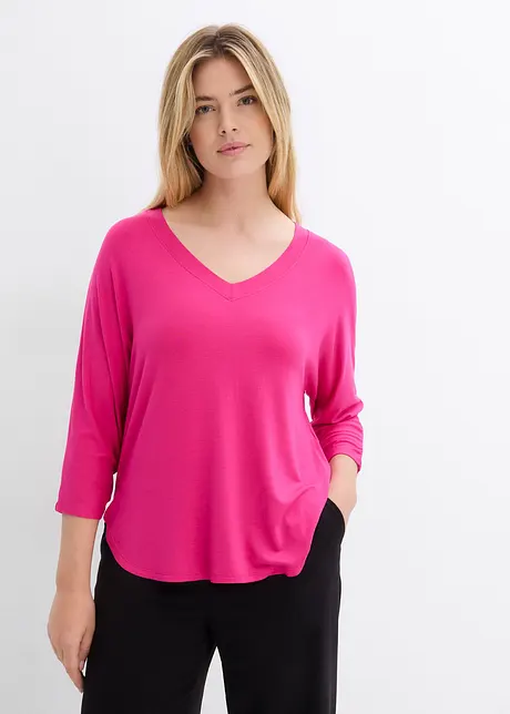 Shirt met 3/4 mouwen in een mix van viscose en elastan, bonprix