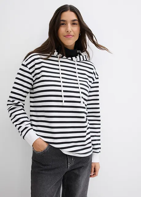 Sweater met capuchon van katoen, bonprix