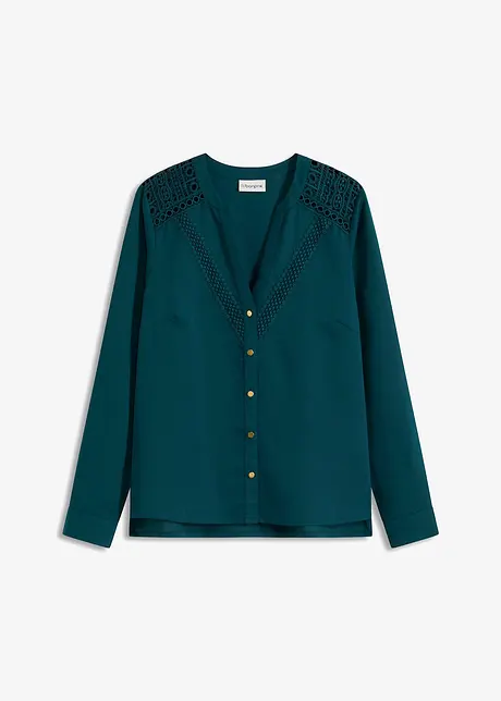 Crêpe blouse met kant, bonprix