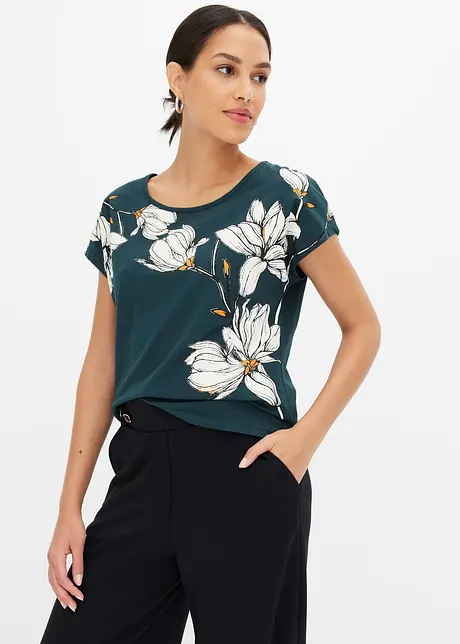 Shirt met bloemenprint en biologisch katoen, bonprix