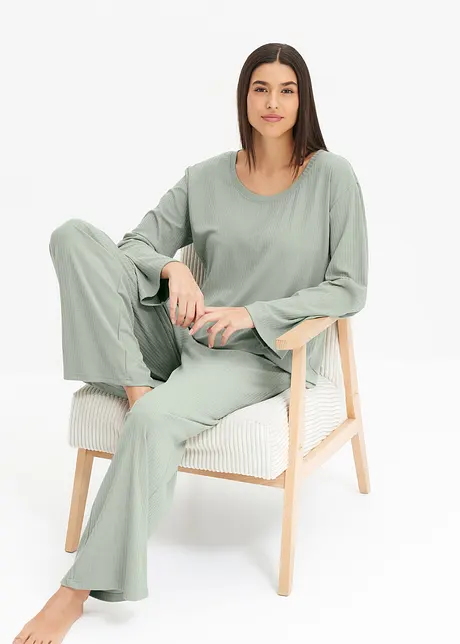 Pyjama met broek in gebreide look, bonprix