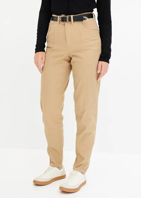 Barrel twill broek met riem, bonprix