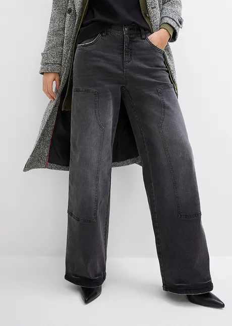 Wide leg jeans, mid waist, bonprix
