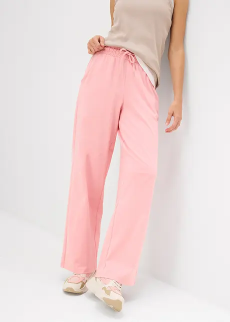 Wijde jersey broek van interlock, bonprix