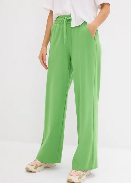 Wijde jersey broek van interlock, bonprix