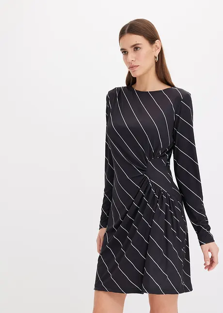 Mini jurk met drapering gestreept patroon, bonprix