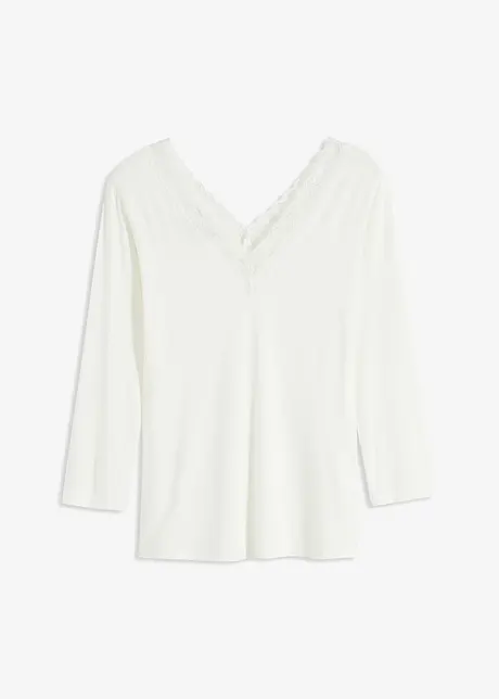 Shirt met lange mouwen en kant, bonprix