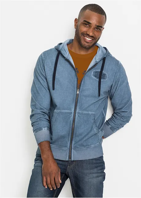 Sweatvest met capuchon in washed out look, bonprix
