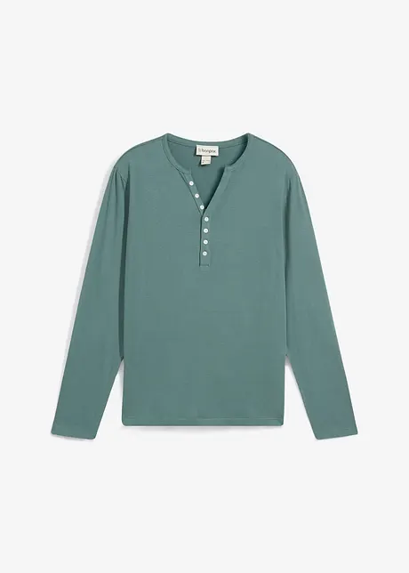 Henley shirt met lange mouwen van puur biologisch katoen, slim fit, bonprix