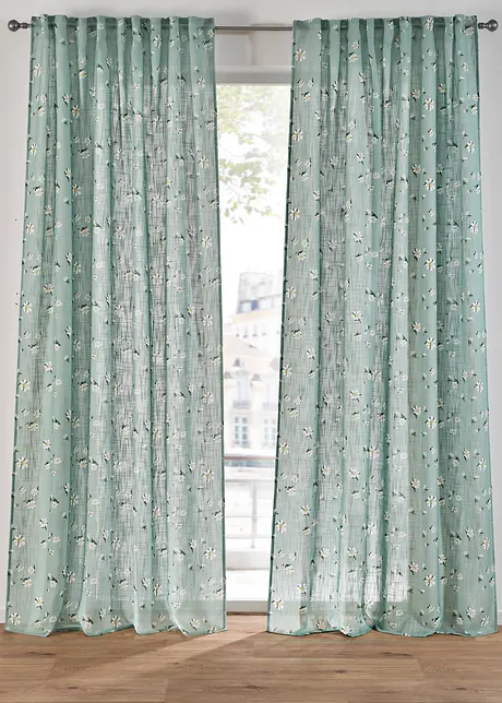 Gordijn van gerecycled polyester met bloemenprint (1 stuk), bonprix