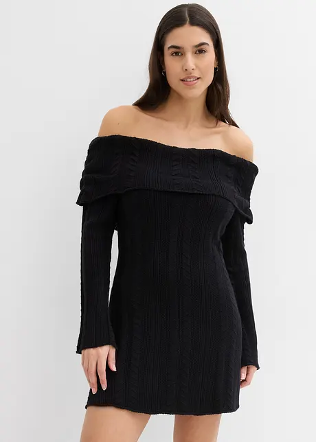 Gebreide jurk met Carmen-hals, bonprix