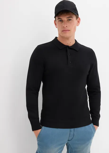 Fijn gebreid poloshirt, lange mouw, bonprix