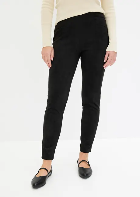 Imitatieleren broek met comfortabele band, bonprix