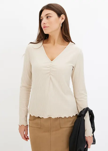 Geribd shirt met V-hals, bonprix