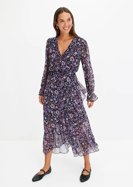 Mesh jurk met bloemenprint, bonprix