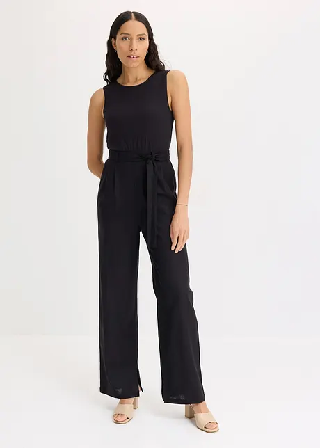 Jumpsuit in een jersey-linnenmix, bonprix