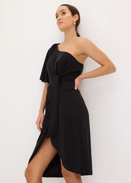 One-shoulder jurk met plooien, bonprix