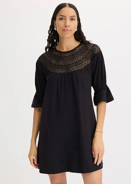 Jersey jurk met crochet-kant, bonprix