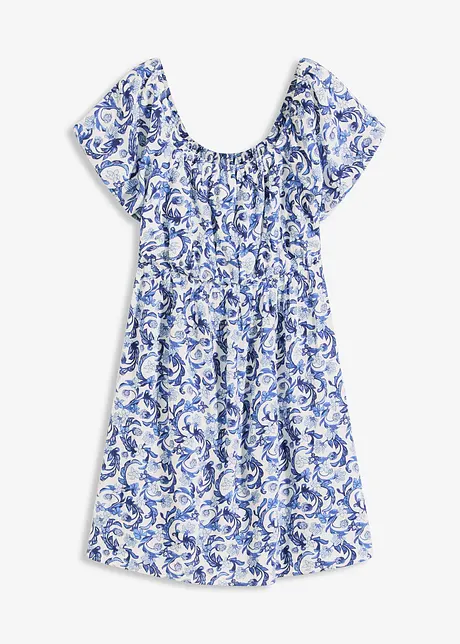 Mini jurk met plooien in viscose met structuur, bonprix