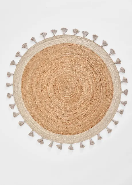 Rond vloerkleed met franjes, bonprix