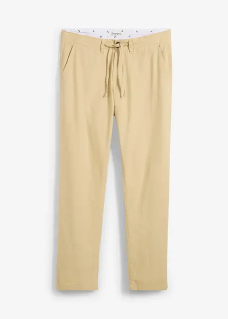 Regular fit instap chino met linnen, straight, bonprix