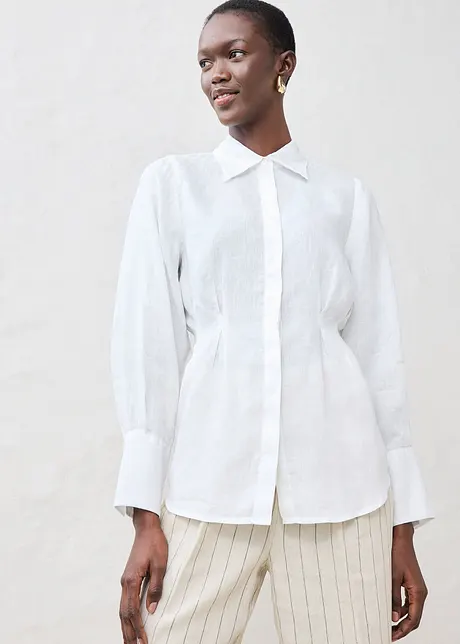 Getailleerde linnen blouse, bonprix