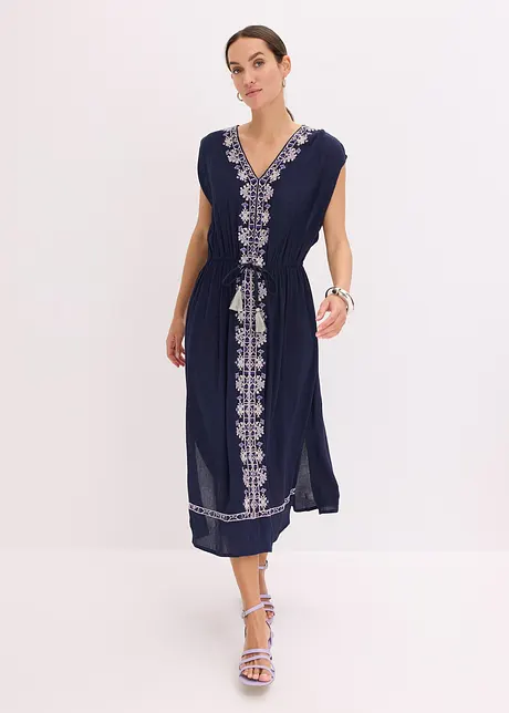 Boho midi jurk met borduursel, bonprix