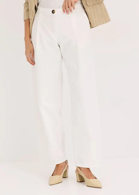 Twill broek van katoen met bandplooien, bonprix