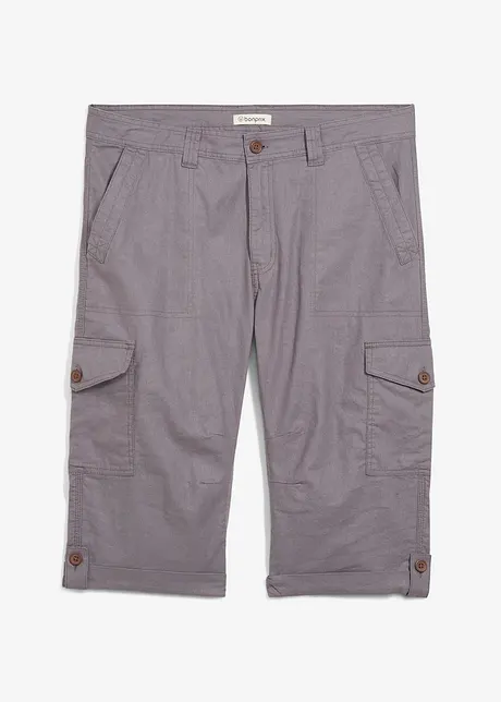 Lange cargo bermuda met linnen, regular fit, bonprix