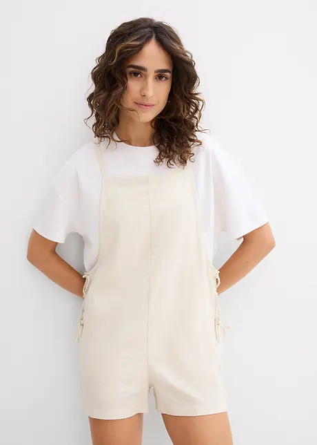 Korte jumpsuit van een luchtige linnenmix, bonprix