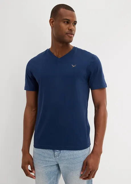 T-shirt met V-hals van biologisch katoen (set van 2), bonprix