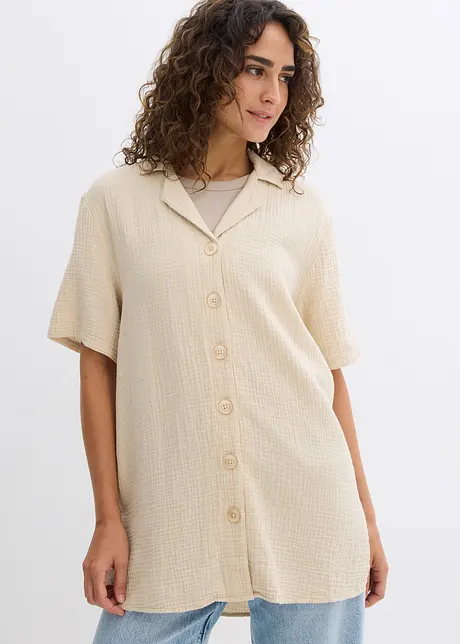 Lange mousseline overhemdblouse, bonprix