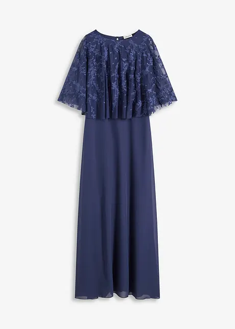 Maxi chiffon jurk met bloemenborduursel, bonprix