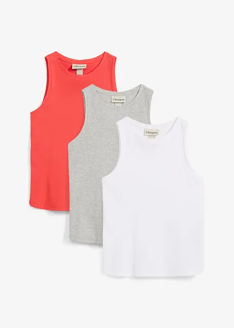 Tanktop van bioloigisch katoen (set van 3), bonprix