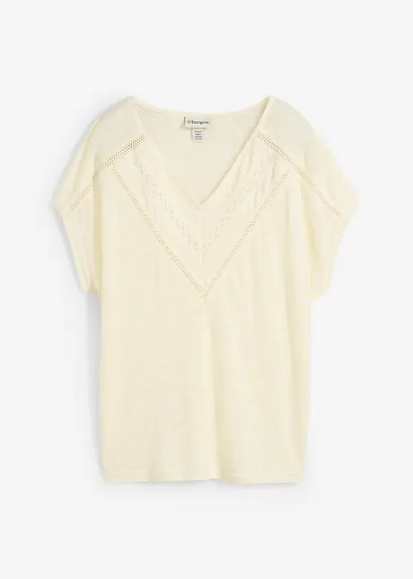 T-shirt van linnen met kant, bonprix