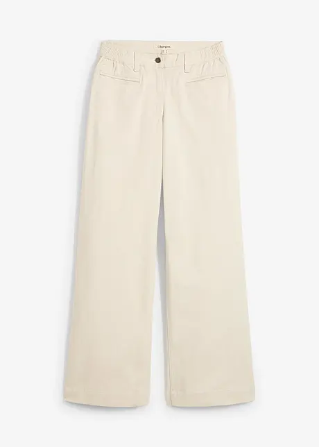 Wide leg mid waist jeans met een comfortabele band, bonprix