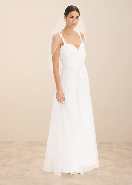 Trouwjurk van zachte tule met kant, bonprix