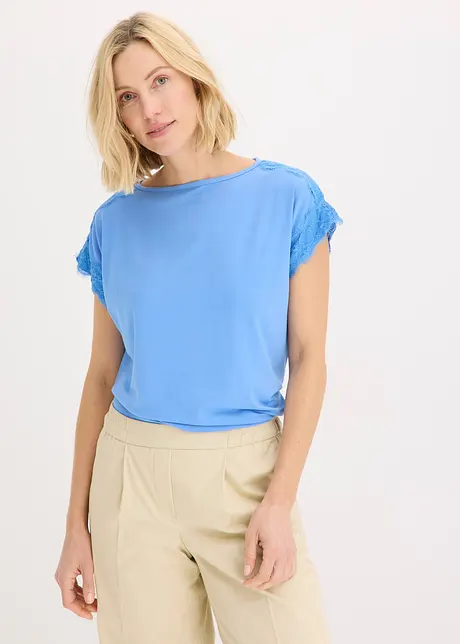 Viscose shirt met kant, bonprix