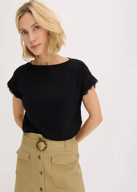 Viscose shirt met kant, bonprix