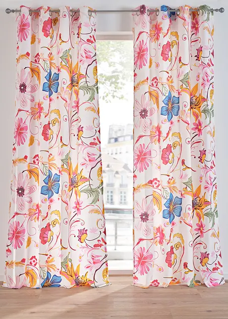Gordijn van gerecycled polyester met bloemmotief (1 stuk), bonprix