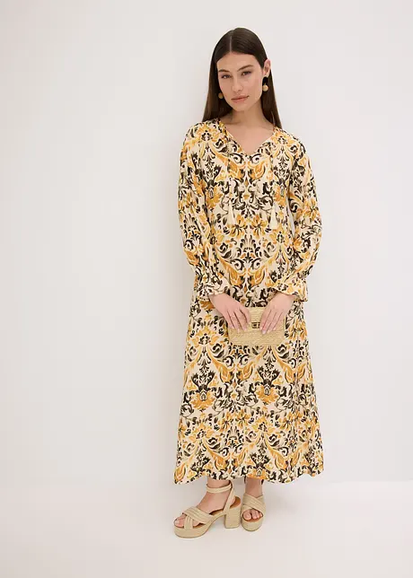 Gedessineerde kaftan jurk van vloeiende viscose, bonprix
