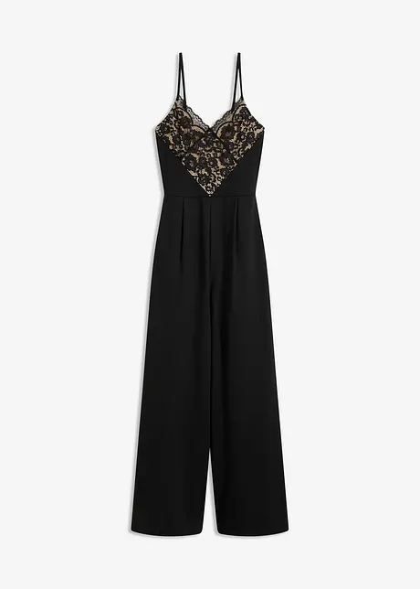 Jersey jumpsuit met kant, bonprix