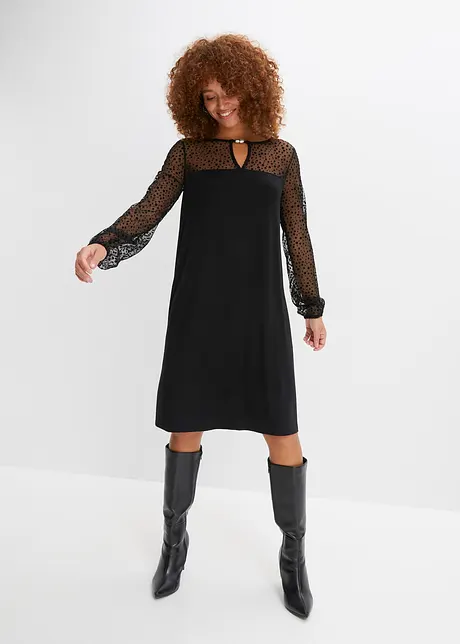 Jersey jurk met mesh inzet, BODYFLIRT