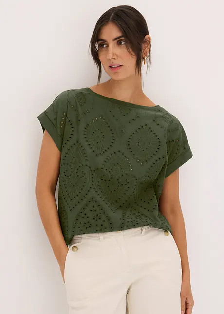 Shirt met broderie anglaise, bonprix