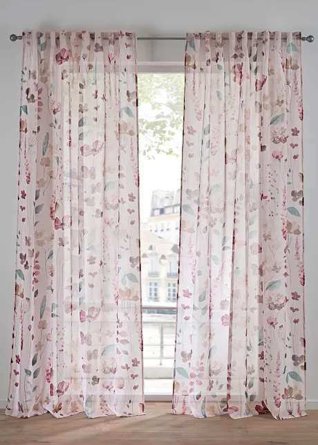 Transparant gordijn met bloemenprint (1 stuk), bonprix