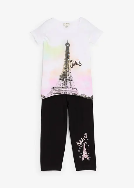 Meisjes shirt en 3/4 legging (2-dlg. set) met biologisch katoen, bonprix